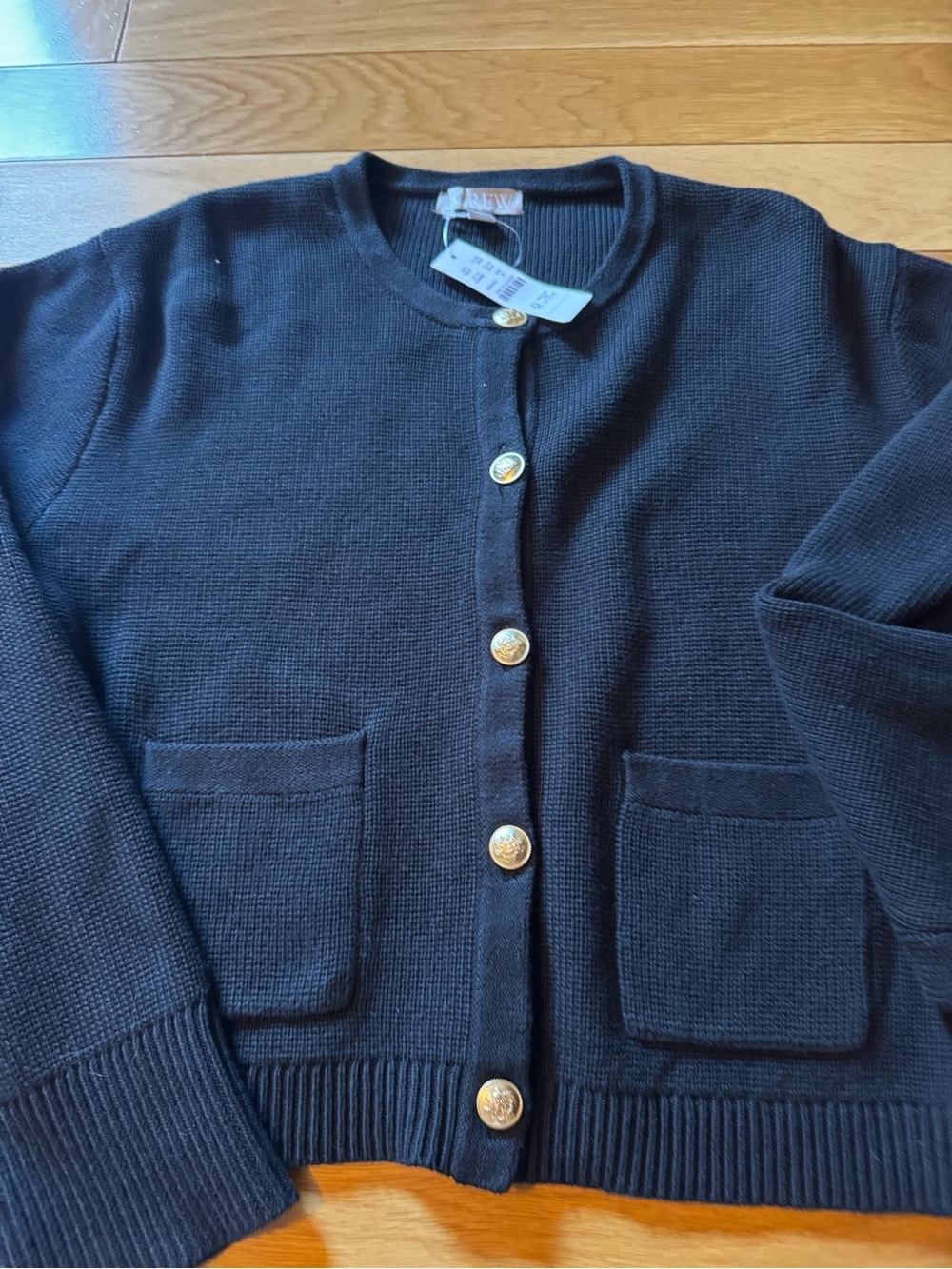 J. Crew Black Knit Button-Front Cardigan with Gold Buttons - Picture 4 of 4